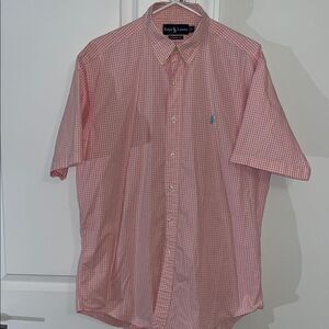 Polo Ralph Lauren pink gingham Check plaid w/Coral  pony mens SS shirt classic M